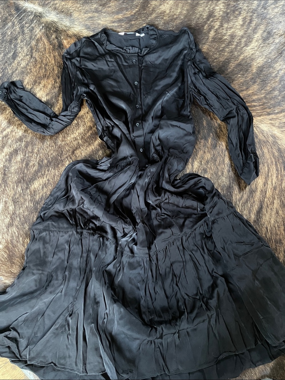 & Other Torie’s Black Long Sleeve Button-Front Maxi Dress